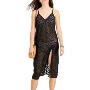 NWT Milken Women's Animal Print V-Neck Cover Up Dress Black Size S $40 8B576